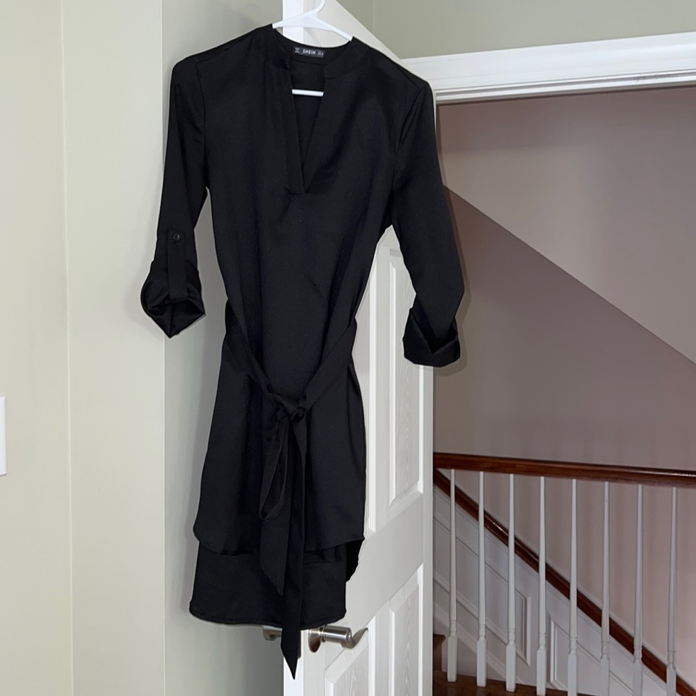 Black Shirt Dress with Belt